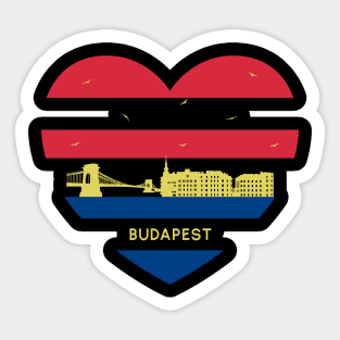 Hungary Skyline cityscape Heart Shape Birds Flying Budapest Sticker